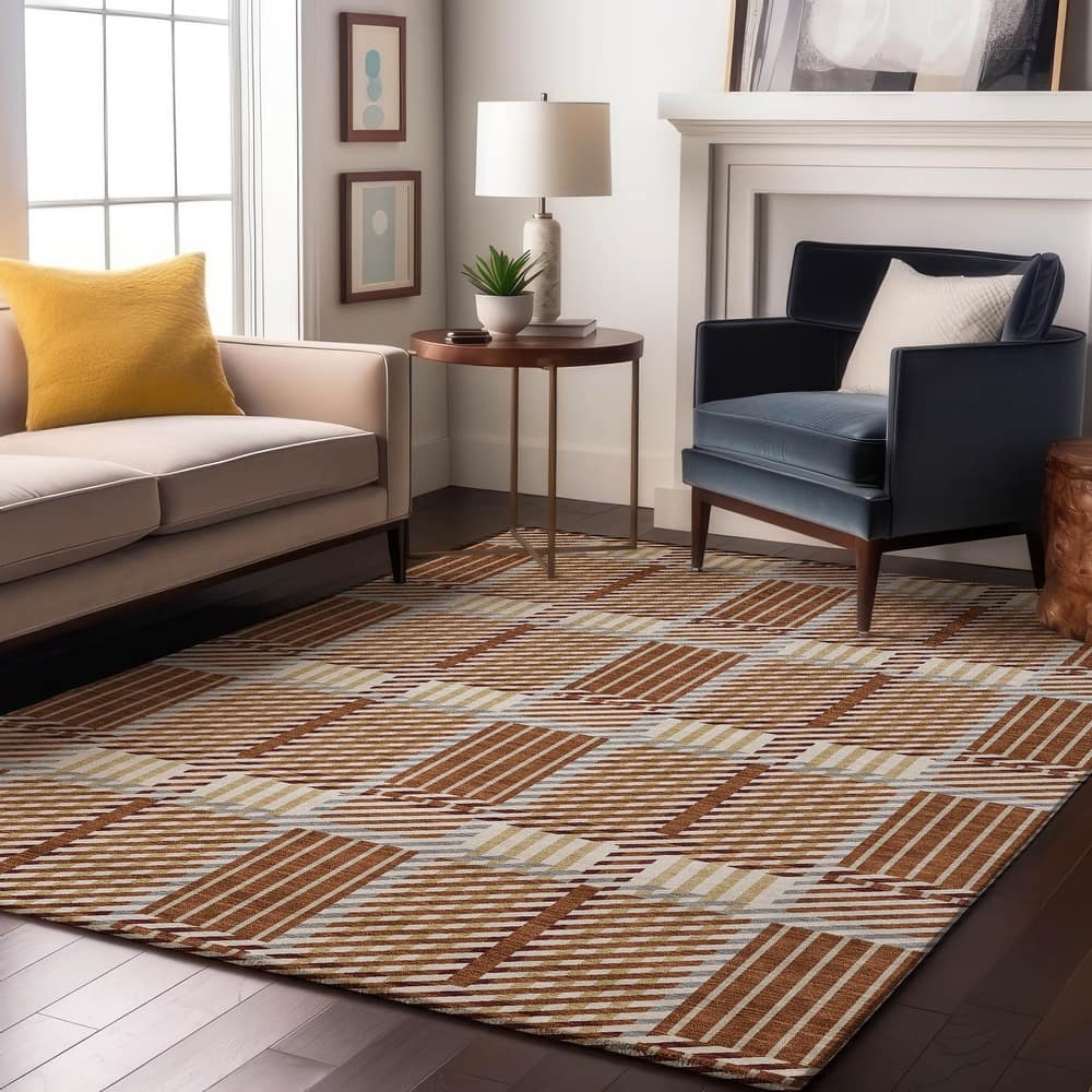 Premium Washable Super Soft Modern Plaid Mayfield Rug