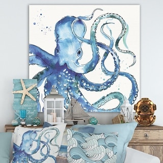 Designart "Blue Deep Sea VIII" Coastal Premium Canvas Wall Art