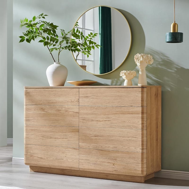 Modern 8 Drawer Dresser for Bedroom, Handle-less Wooden Dressers
