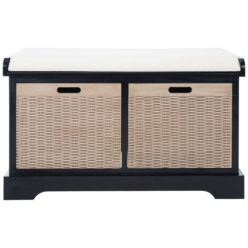 SAFAVIEH Landers 2-Drawer with Cushion Storage Bench - 32.3" W x 15" L x 19" H