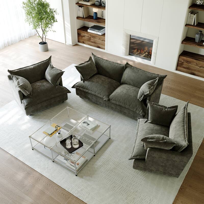 Comfy Cloud Oversized Chenille Modular Sectional Sofa Armchair Set