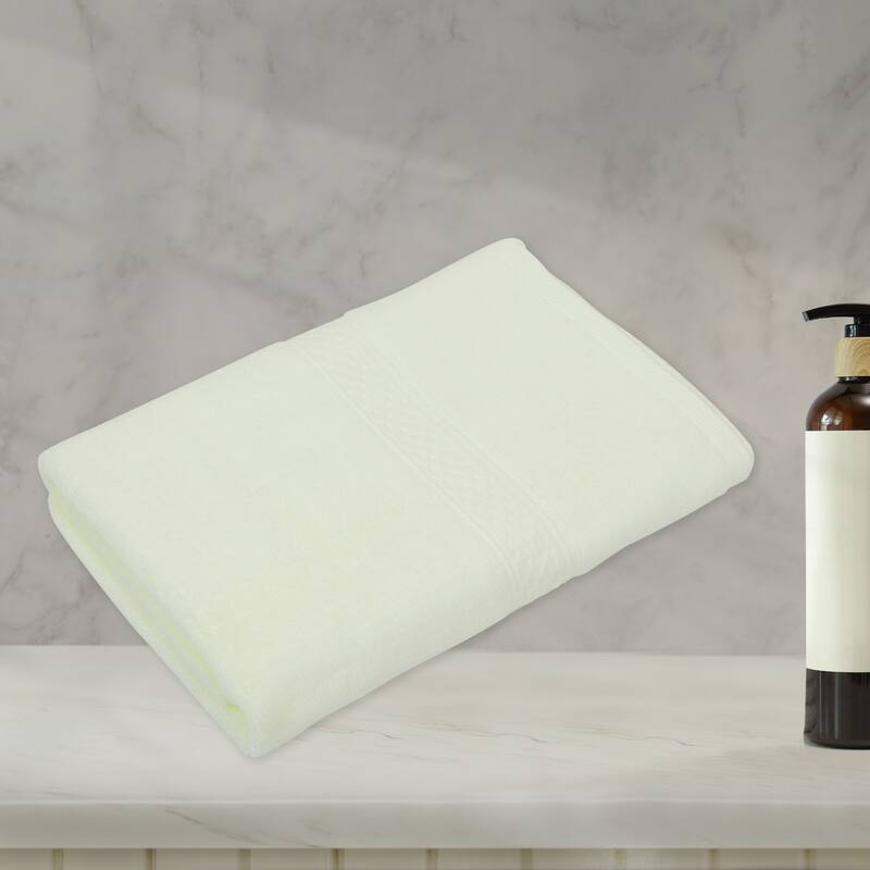 1 Pcs Cotton Bath Towel, Plain Soft Absorbent Cotton Bath Towel, Classic Design, 27.56" x 55.12" - Light Yellow