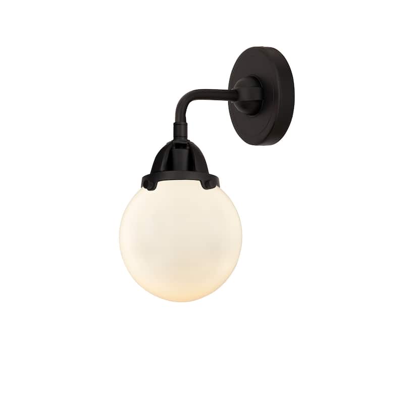 Innovations Lighting 288-1W-10-6 Beacon Sconce Beacon 10" Tall Wall - Matte Black / Matte White