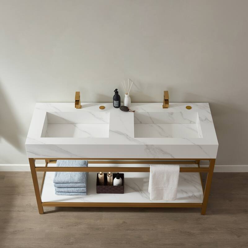 Bilbao 60" Vanity ,stainless steel bracket and Countertop,no Mirror