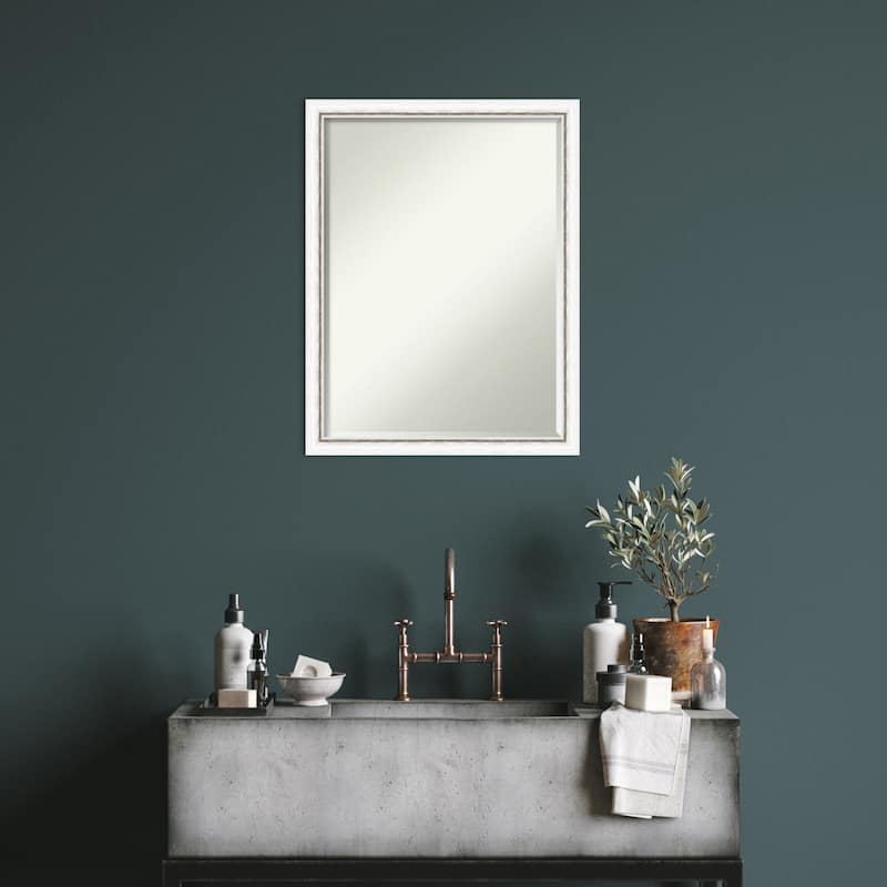 Morgan Half-Inch-Bevel Wood Framed Bathroom Vanity Wall Mirror - Glass Size 18x24