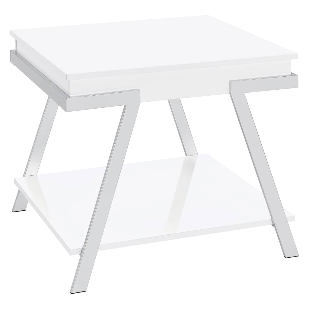 Marcia Rectangular Side End Table White High Gloss