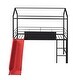 preview thumbnail 25 of 36, Useful Design Metal House Loft Bed With Two-sided writable Wooden Board, Twin Size