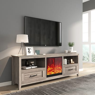 70.08" Storage TV Stand with 4 Open Shelves and 2 Removable Drawers