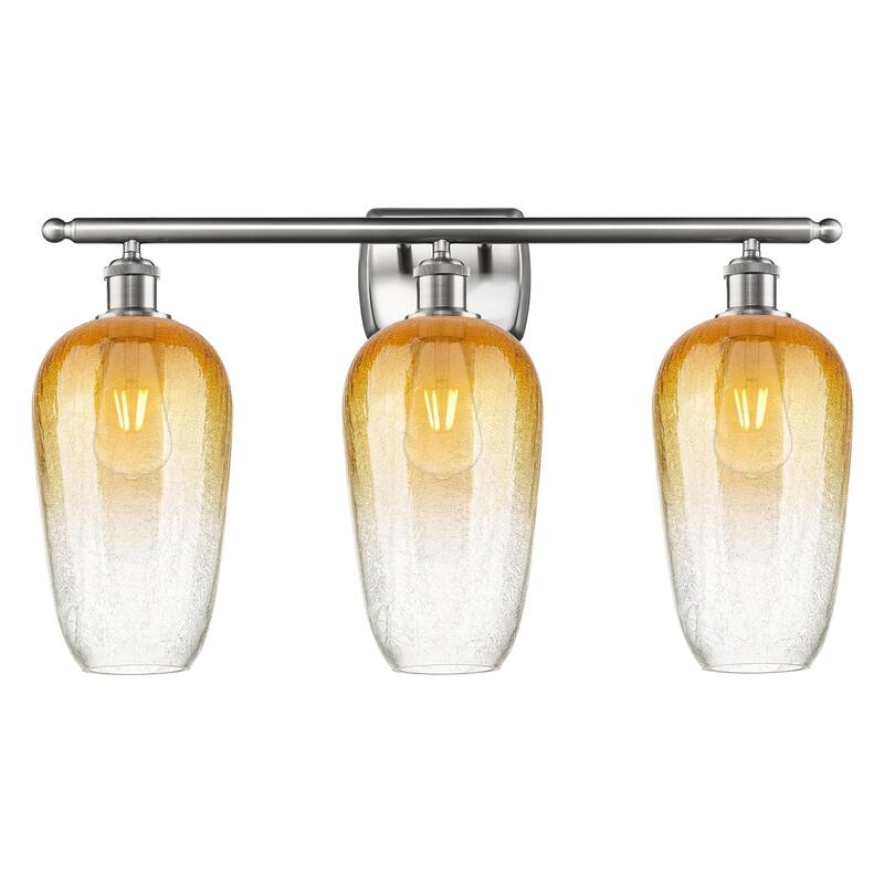 Innovations Lighting 516-3W-16-27 Brookhaven Flute Vanity Brookhaven - Brushed Satin Nickel / Amber