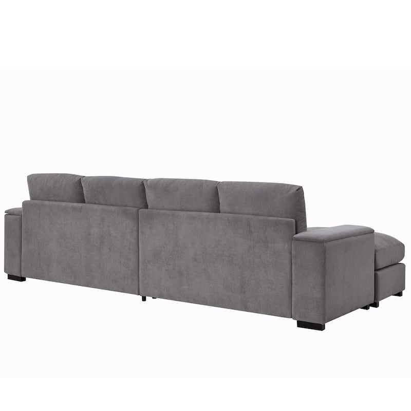 U-Shaped Sectional Sofa with Movable Ottomans, Comfy Corduroy Deep Seat Sofa, Large 4 Seat Sofa with Storage Armrests