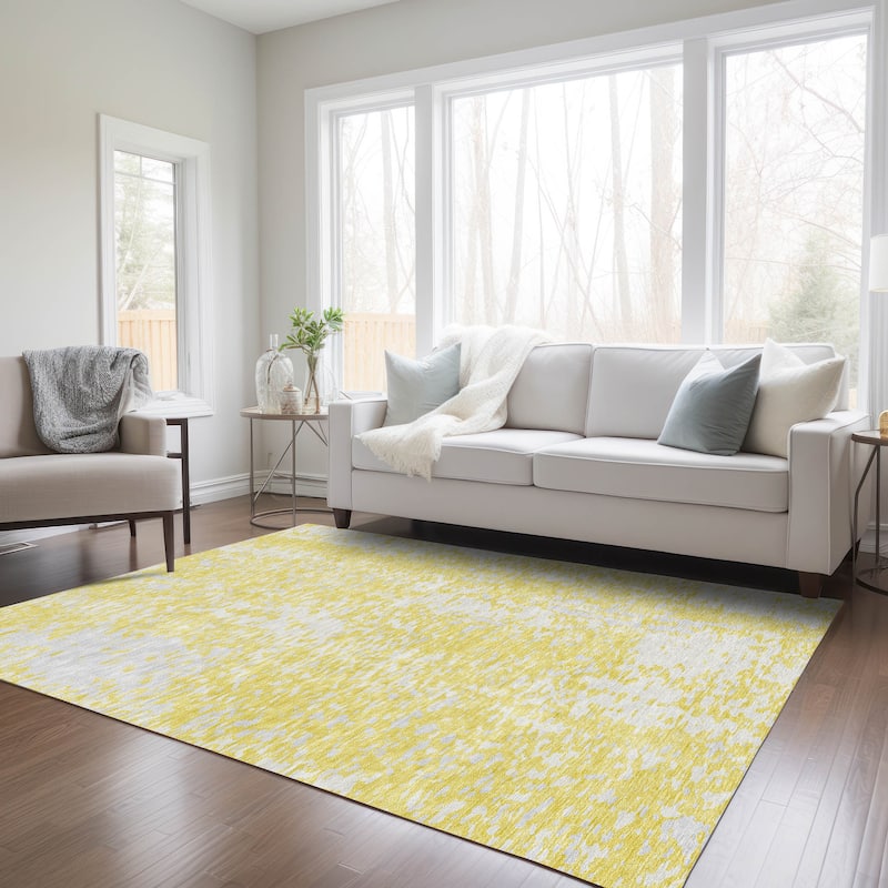 Machine Washable Indoor/ Outdoor Modern Abstract Chantille Rug