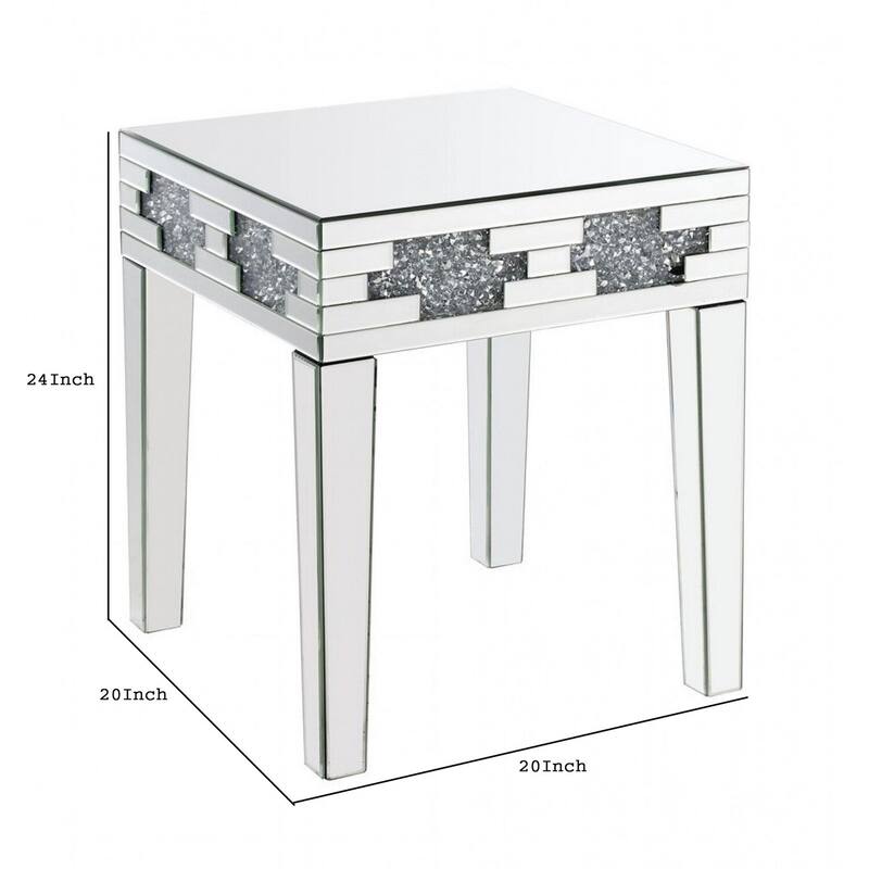 20 in. Silver Rectangle Metal End Table, Sturdy Build End Side Table for Living Rooms