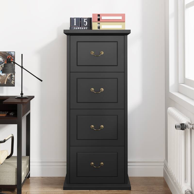 51-Inch Tall 4-Drawer File Cabinet Wood Vertical Storage Cabinet for Home Office A4/Letter/Legal Files