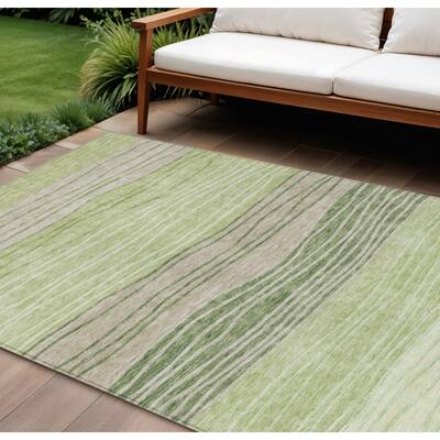 HomeRoots Striped Transitional Rectangle Outdoor Rug