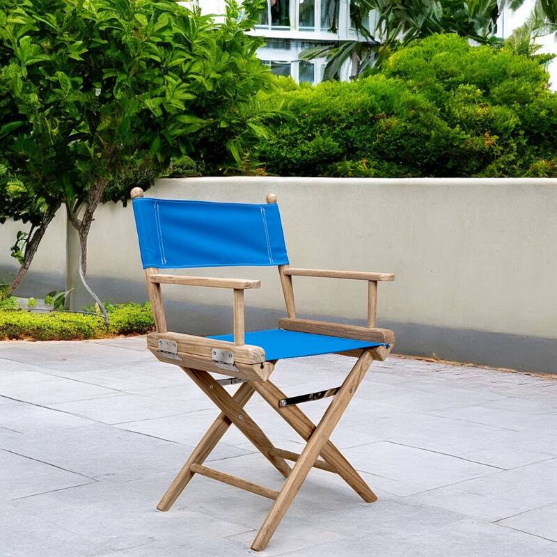 Blue And Brown Solid Wood Director Chair - Blue