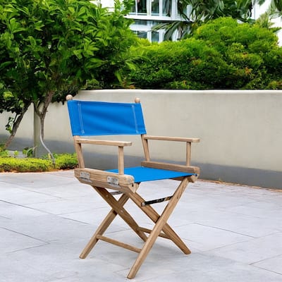 Blue And Brown Solid Wood Director Chair