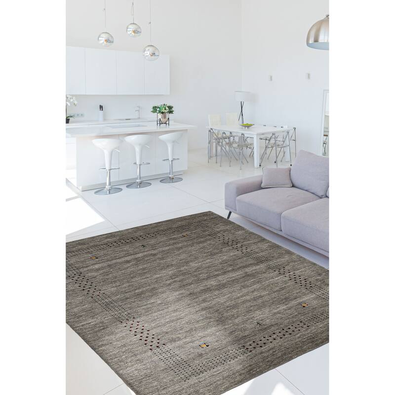 ECARPETGALLERY Hand Loomed Kashkuli Gabbeh Grey Wool Rug - 5'1 x 7'10