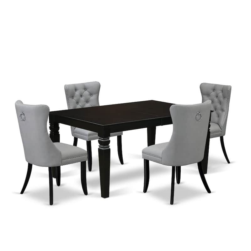 East West Furniture Dining Table Set Includes a Rectangle Wooden Table and Parson Chairs, Black (Pieces Options)