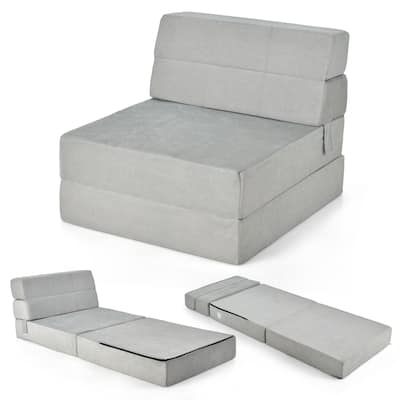 Costway Tri-Fold Fold Down Chair Flip Out Lounger Convertible Sleeper
