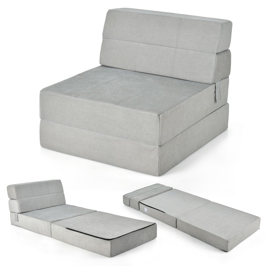 Costway Tri-Fold Fold Down Chair Flip Out Lounger Convertible Sleeper