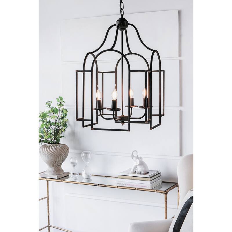 17.3x17.3x28.7" Malin Entry 4-Light Chandelier, Hanging Light Fixture, Bulb Not Included
