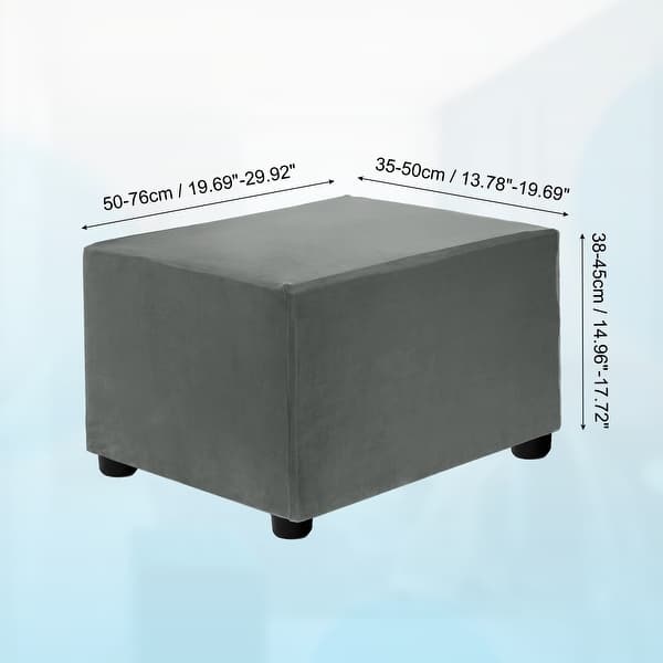 dimension image slide 9 of 52, Stretch Foot Stool Cover Rectangular Square Foot Stool Slipcover