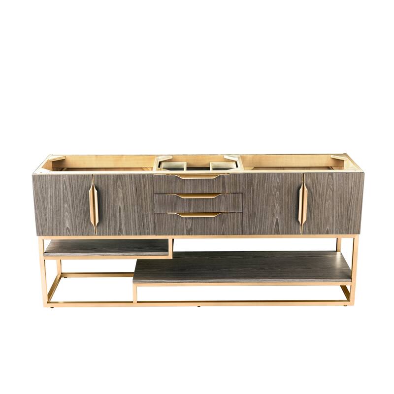 James Martin Vanities Columbia 72" Double Vanity, Ash Gray with Radiant Gold Hardware