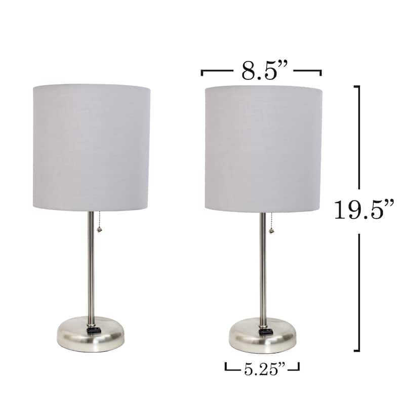 19.5" Modern Table Lamp with USB Charging Port and Fabric Shade for Home Office or Bedroom