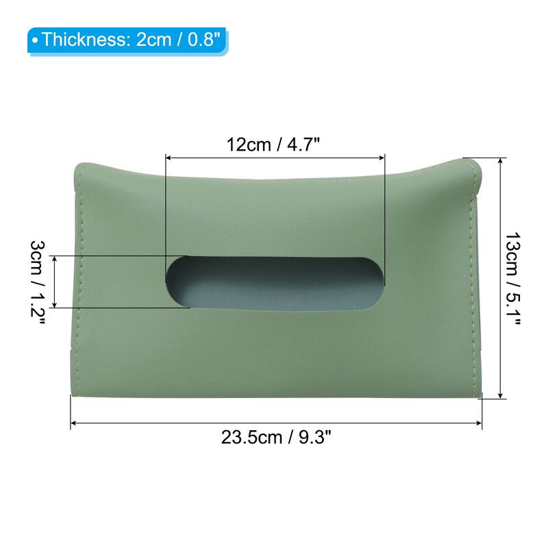 Car Tissue Holder, PU Leather Napkin Dispenser with Elastic Strap - 23.5x13x2cm - Green