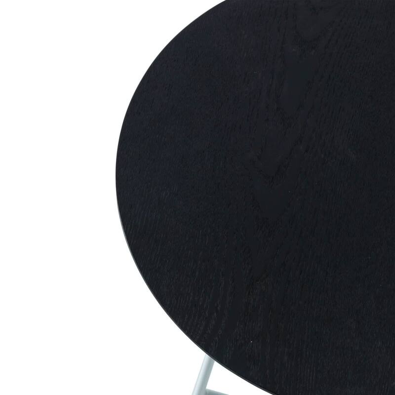 Rossmore Round Side Table MDF Wood Tabletop and White Stainless Steel Frame Accent End Tables
