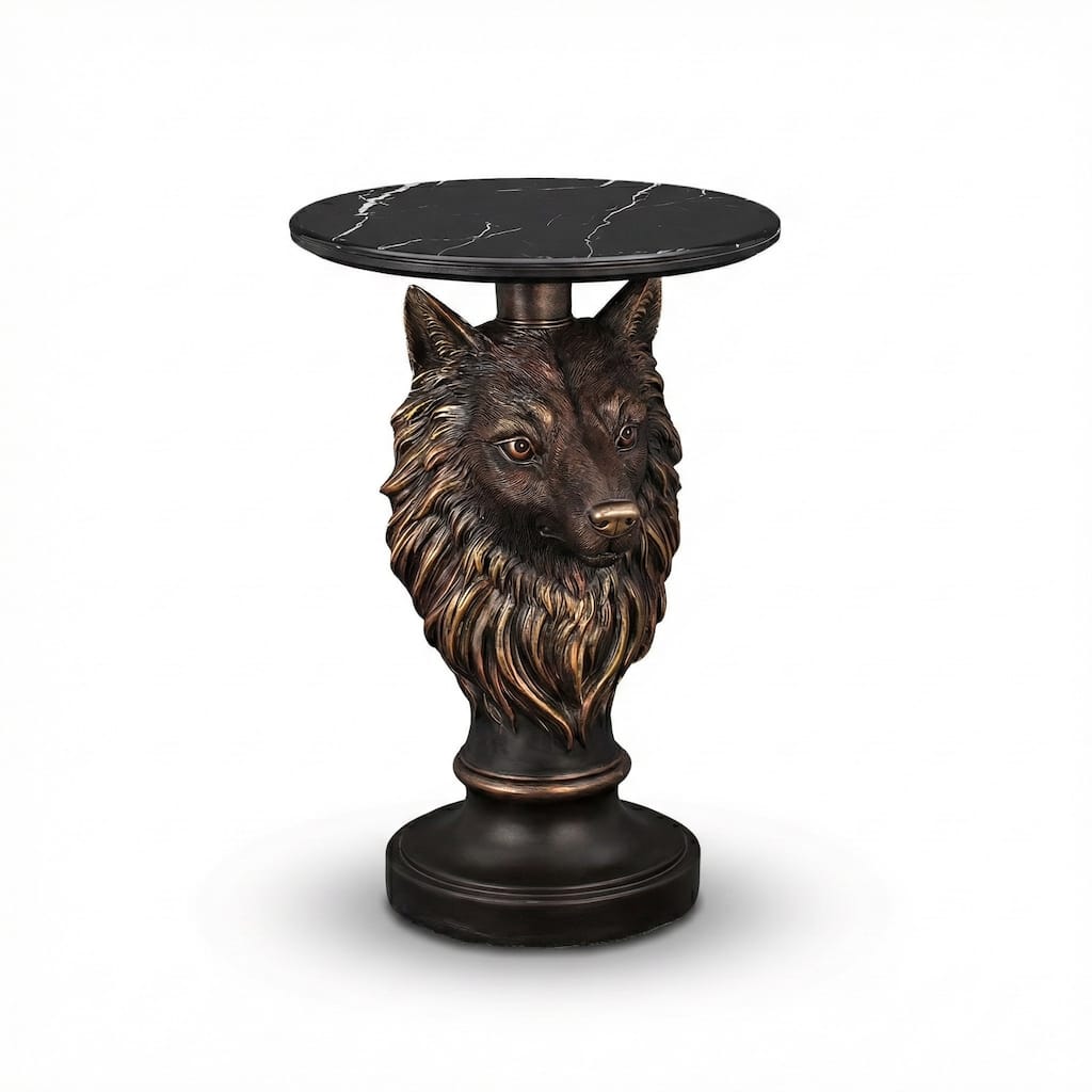 Wolf Head Accent Table Animal Statue End Tables Livingroom