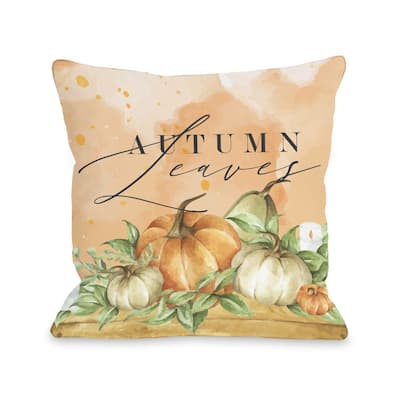 Autumn Leaves with Pumpkins - Throw Pillow