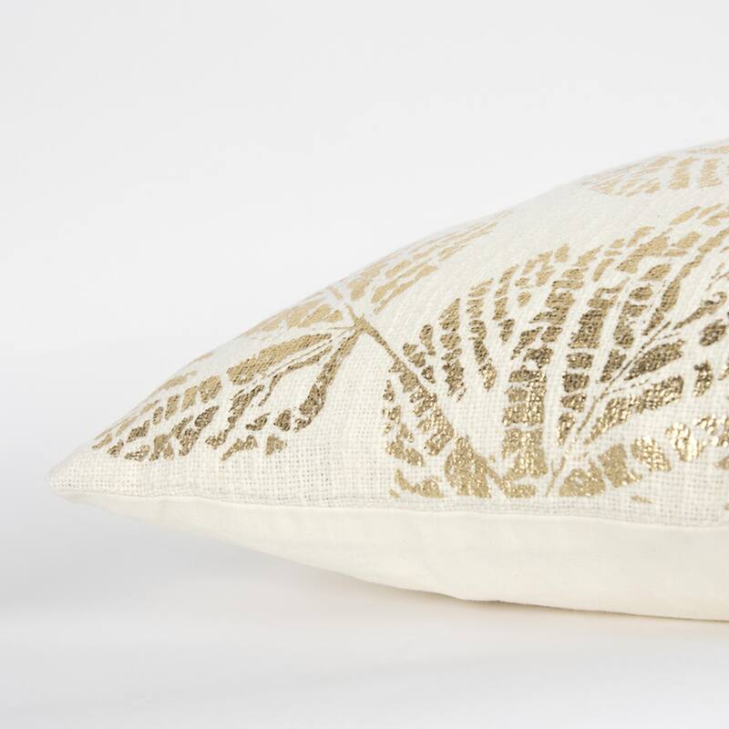 Ivory / Gold Leaf Texture Throw Pillow