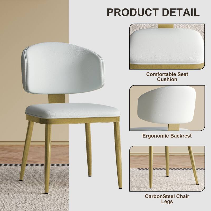 PU Leather Dining Chairs Set of 2, Metal Frame Kitchen & Dining Room Chairs