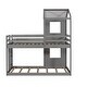 preview thumbnail 16 of 15, Grey Twin over Twin Solid Wood Bunk Bed with Roof, Window, and Guardrail