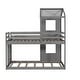 preview thumbnail 16 of 15, Modren Twin Over Twin Wood Bunk Bed With Roof,Window,Guardrail And Ladder