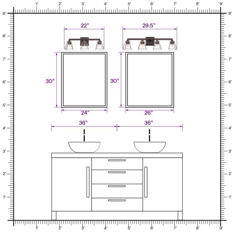 3/4/5-Light Farmhouse Bathroom Vanity Lights, Mirror Lights
