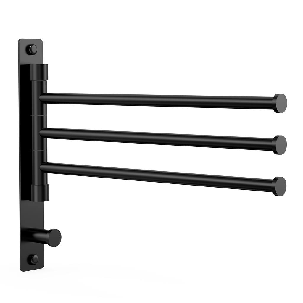 GRANDJOY Wall-Mounted Stainless Steel Swivel Towel Bar with 3 Rotatable Arms