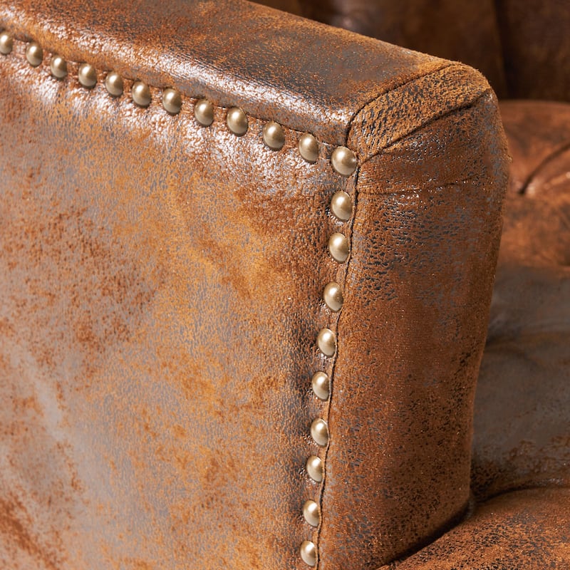 Tufted Microfiber Club Chair with Nailhead Trim - Classic Design