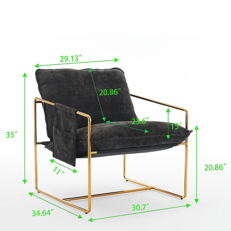 Ouyessir Set of 2 Modern Velvet Accent Chair Linen Sling ArmChair
