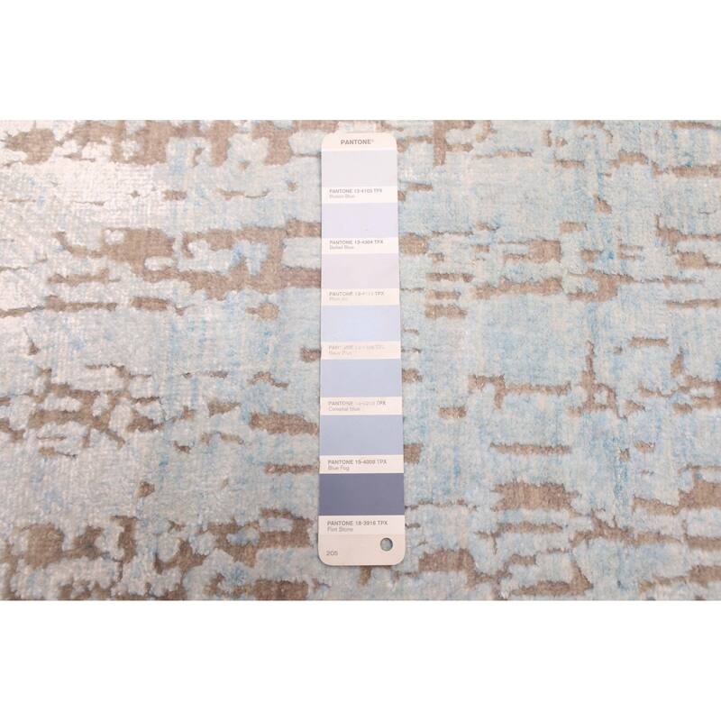 ECARPETGALLERY Hand-knotted Legacy Light Blue Silk, Wool Rug - 2'5 x 10'3