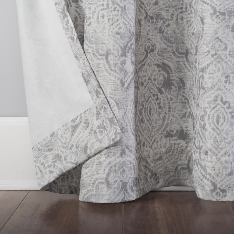 No. 918 Kenji Medallion Draft Shield Fleece Insulated Room Darkening Grommet Curtain Panel, Single Panel