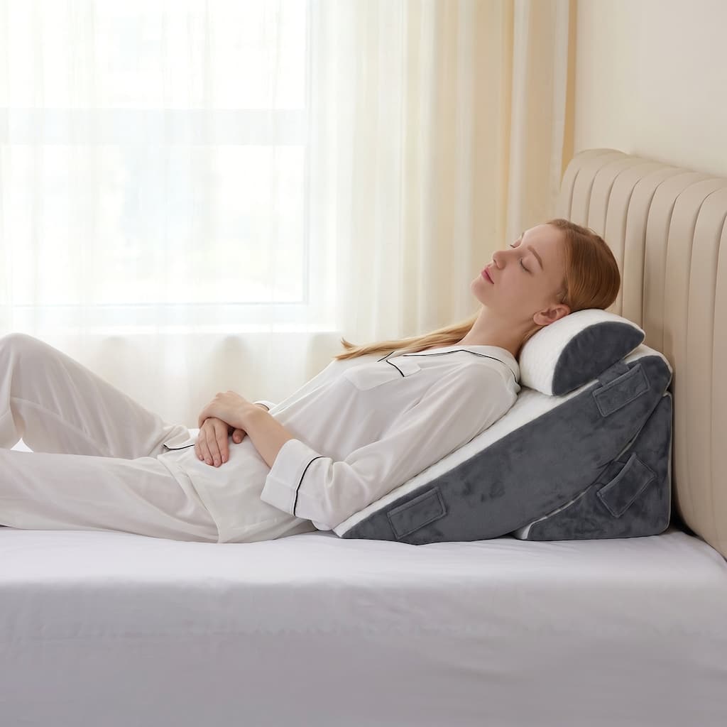3-Piece Adjustable Bed Wedge Pillow Set with Removable Washable Cover