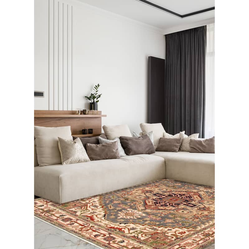 ECARPETGALLERY Hand-knotted Serapi Heritage Dark Grey Wool Rug - 8'0 x 9'10