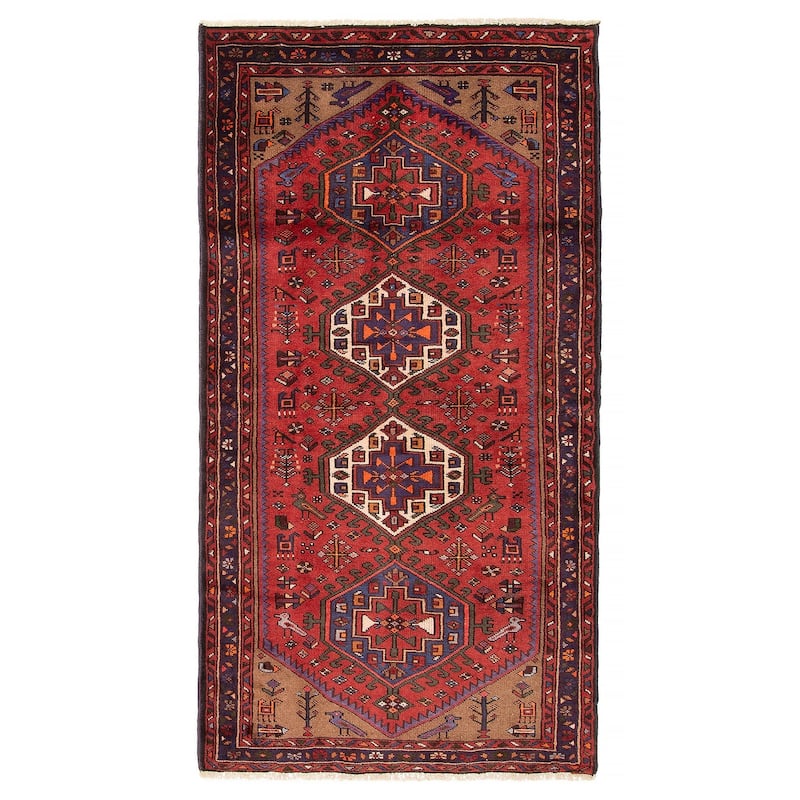 ECARPETGALLERY Hand-knotted Andelz Red Wool Rug - 3' 3" x 6' 4" - Red - 3' 3" x 6' 4" - Rectangle