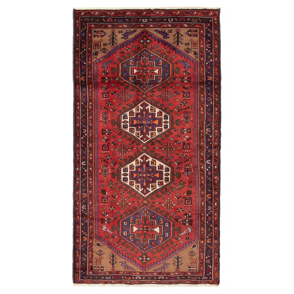 ECARPETGALLERY Hand-knotted Andelz Red Wool Rug - 3' 3" x 6' 4"