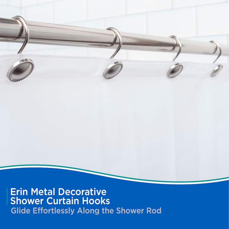 Kenney Erin Decorative Shower Curtain Hooks, Set of 12 - Brushed Nickel