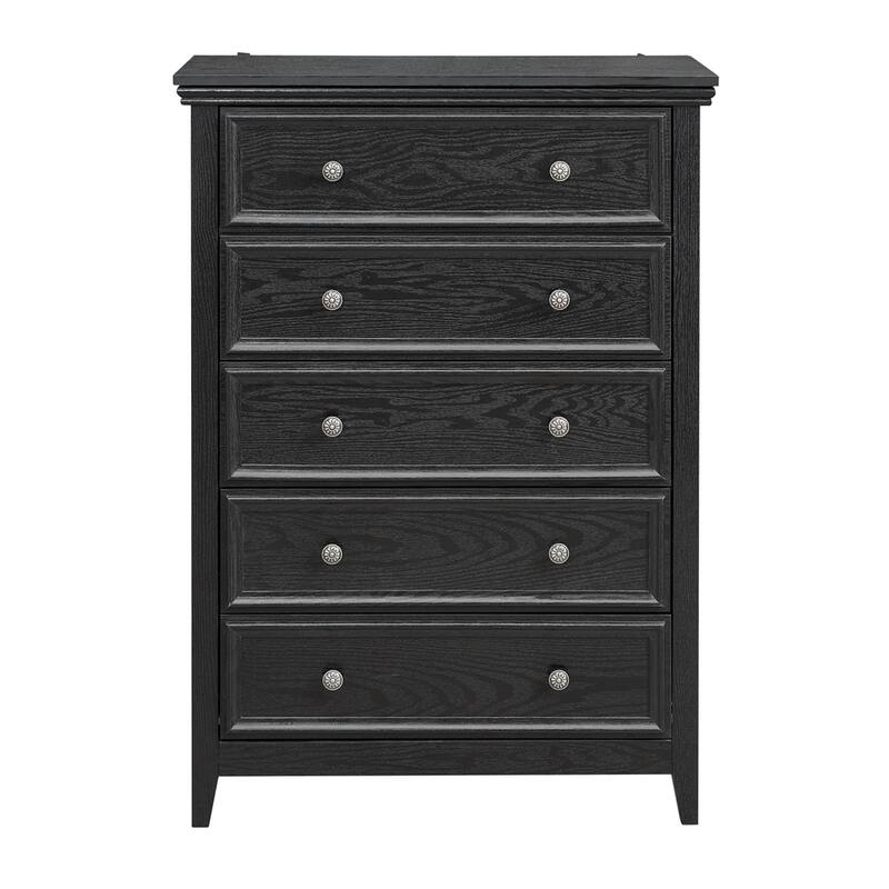 Modern 5 Drawers Dresser with Metal Handles and Metal Slide Rails