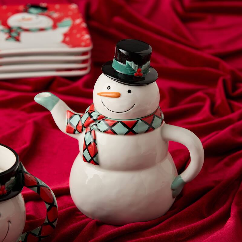 Certifed International Christmas Whimsy Snowman 3-D Teapot - 8.125 L x 4.5 W x 8.625