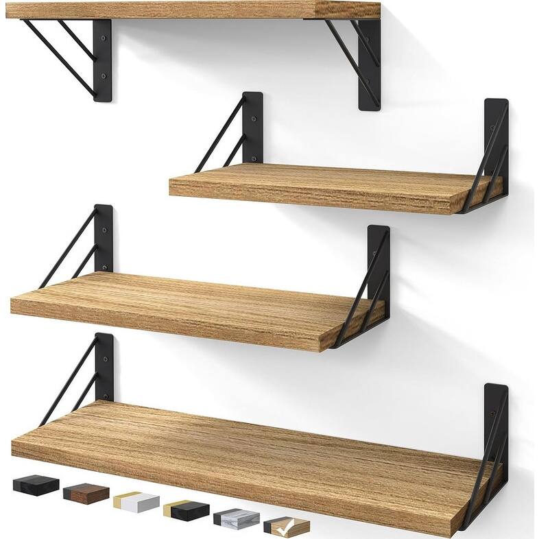 Wall Shelves for Bedroom Decor, Floating Shelves - 5.5"D x 16.5"W x 2.4"H - Carbonized Brown